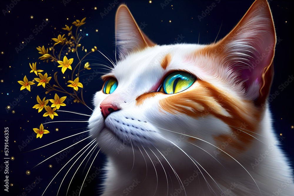 cat on a black background