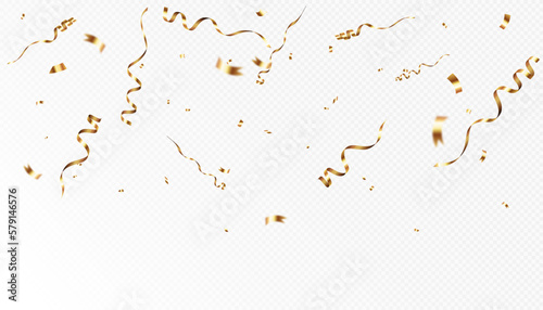 Gold Curling Stream, Isolated On White Background, Vector Illustration