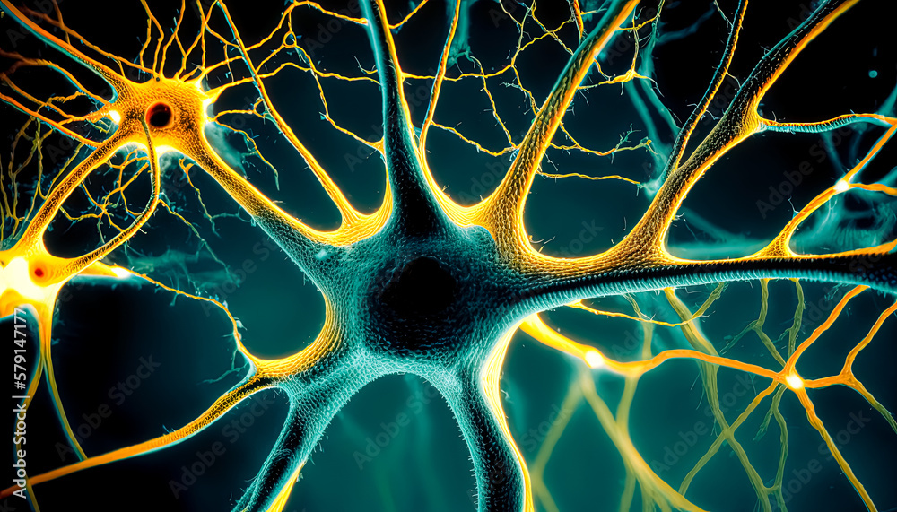 AI Generative Illustration of a Creative Photo of Exploring the Complexity of Brain Neurons through Microscopy