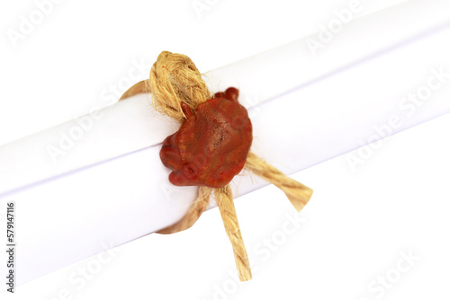 Wax seal on a rolled paper