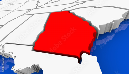 Georgia GA State Map Atlanta Athens Travel Tourism 3d Illustration photo