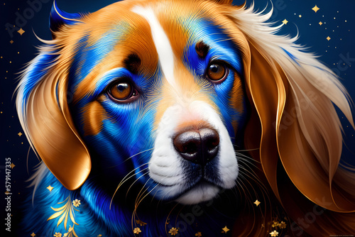 Obraz na płótnie beagle puppy on blue w salonie