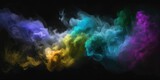 Colorful smoke, geometric pattern isolated on black 
 background wallpaper, abstract minimalist 3D render flow texture, generative ai, 