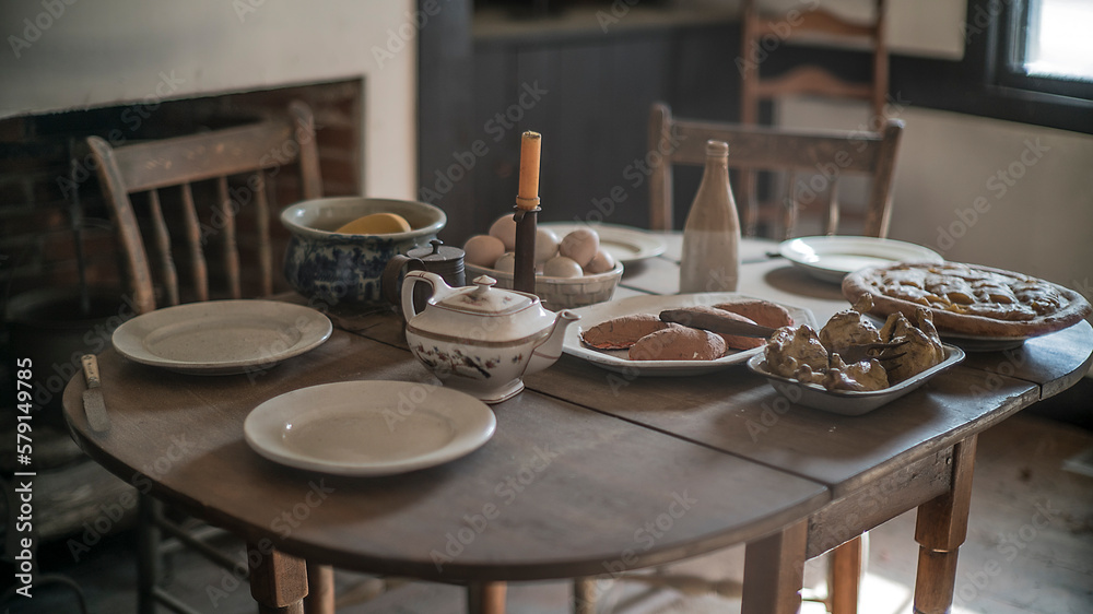 Table Setting For Dinner In a Rustic County Home