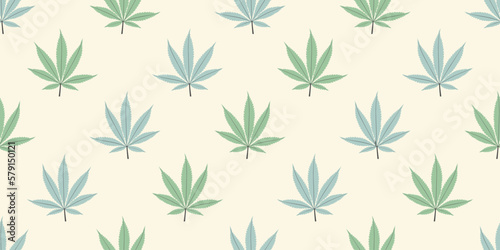 Seamless marijuana background with geometric leaves pattern. Vector illustration