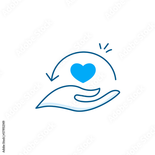 Charitable giving, vector hand-drawn illustration. Giving back icon.