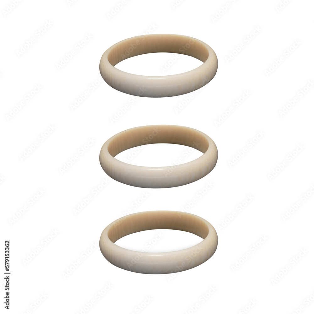 Three ivory bracelets isolated on white background Three ivory bracelets isolated on white background