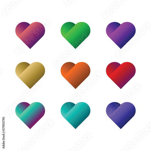 Set of colorful gradient Hearts