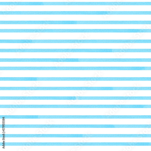 Blue watercolor stripe seamless pattern. Endless hand drawn background for fabric and wallpaper.