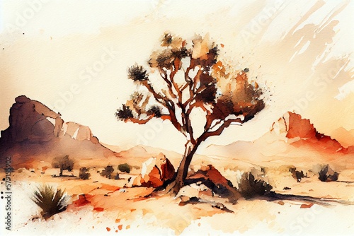 Deserts, watercolour style generative AI photo