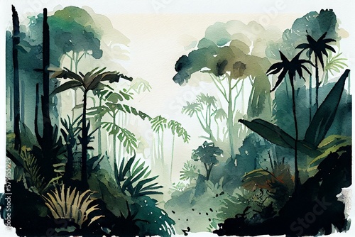 Rainforests  watercolour style generative AI