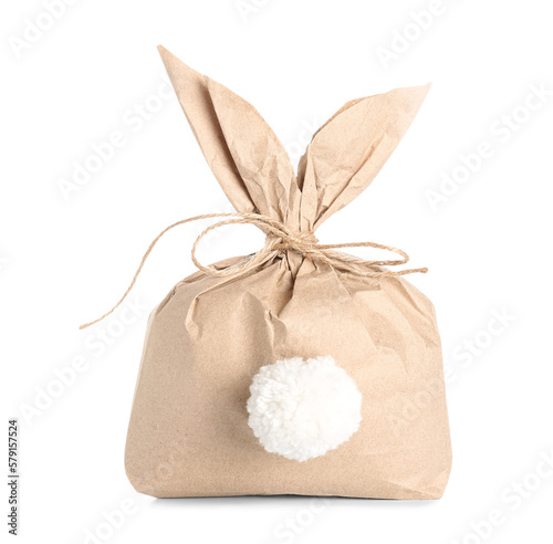 Easter bunny gift bag isolated on white background
