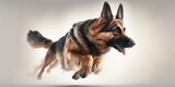 German shepherd breed dog running with energy, generative ai