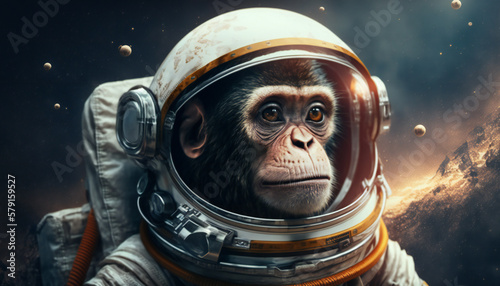 Monkey Astronaut in the outer space - Abstract Spaceman wallpaper - Generative AI