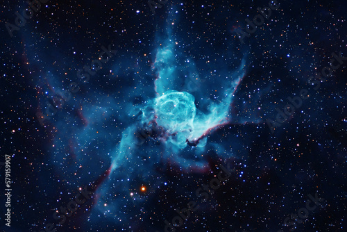 Beautiful blue space nebula. Elements of this image furnishing NASA.