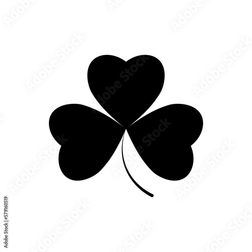 Clover icon, isolated shamrock on white background, St. Patricks Day sign, clover with three leaf, vector illustration