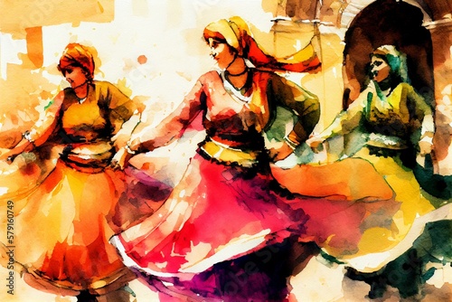 Cultural Dance, watercolor style generative AI