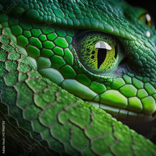 A green snake. Generative AI.