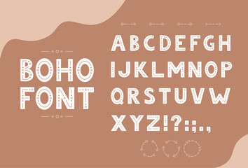 Papier peint photo Style bohème Alphabet bohème dessiné main décoratif  © Dmytro