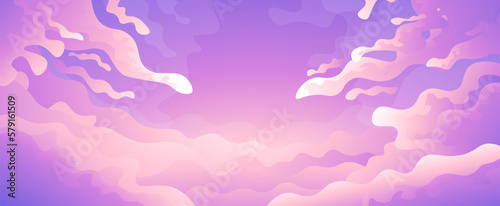Vector colorful gradient illustration of pink sky with clouds.