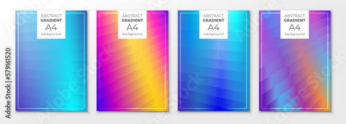 Set of A4 cover templates with colorful metal gradient waves.