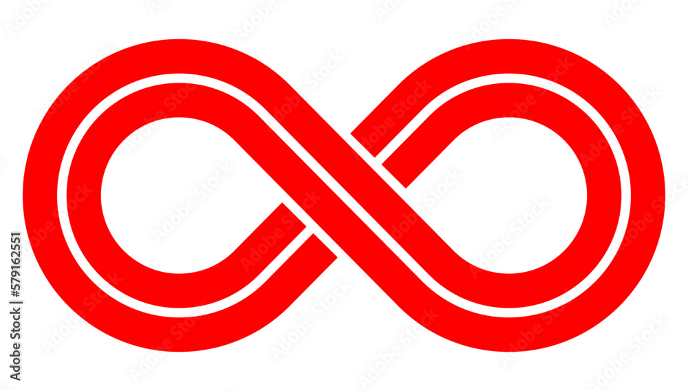 Red infinity sign with white stripe Red infinity sign with white stripe