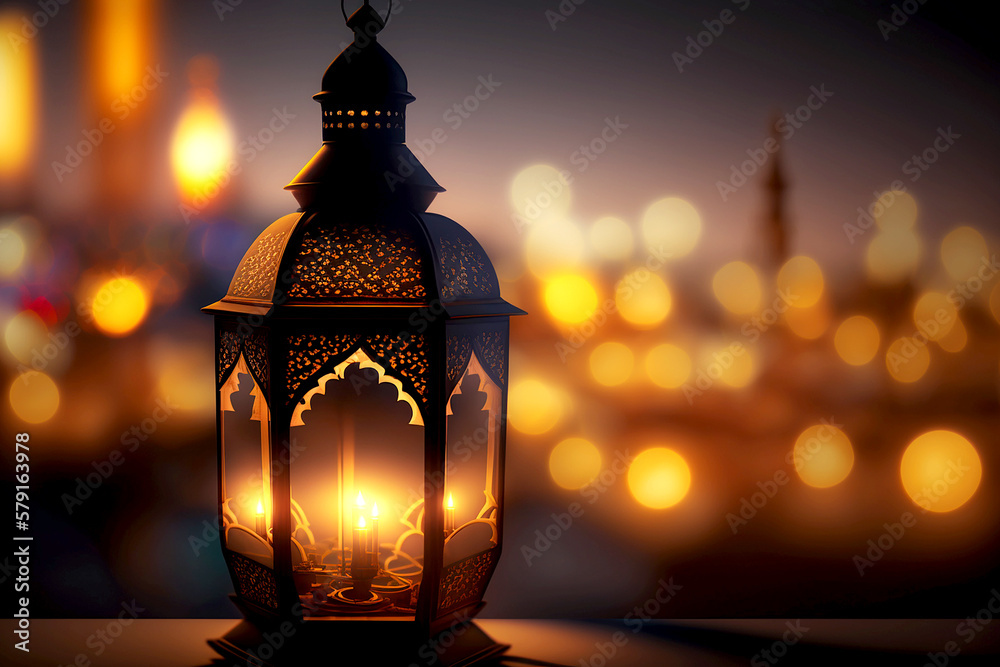 traditional oriental lantern for Ramadan. Generative ai traditional oriental lantern for Ramadan. Generative ai