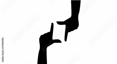 Silhouette of a hand holding a phone. Vector illustration.