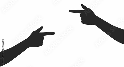 Two hands pointing at each other. Vector illustration on white background.