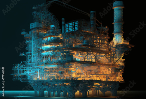 AI-Generated Render of the Artificial Oil & Gas Industry: Analyzing Data, Automating Efficiency, and Innovating Solutions for Sustainability
