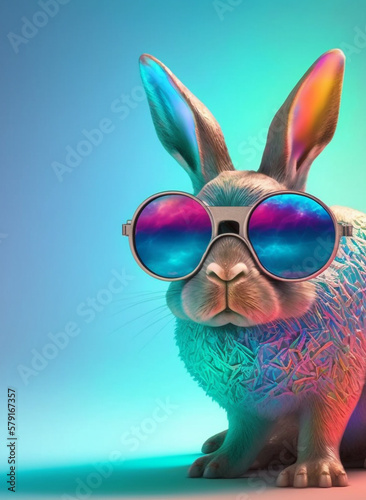 Ai-Generated Fabulous Bunny in Stylish Sunglasses: A Rad Render of a Colorful, Vibrant, and Eye-Popping Scene!
