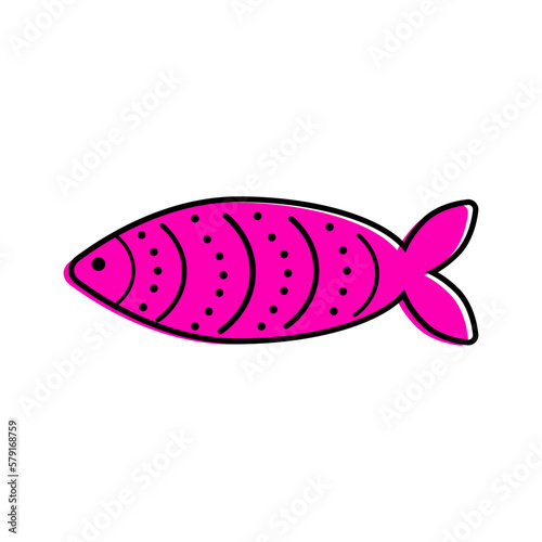 French April Fool's Day. Poisson d'avril. One color fish for your design. White background. Vector illustration