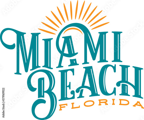 Miami Beach Florida Vector Travel Graphic