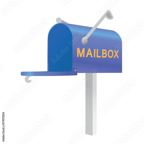 Blue mailbox on white background