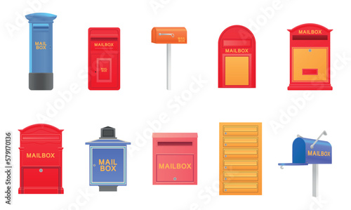 Set of mailboxes on white background