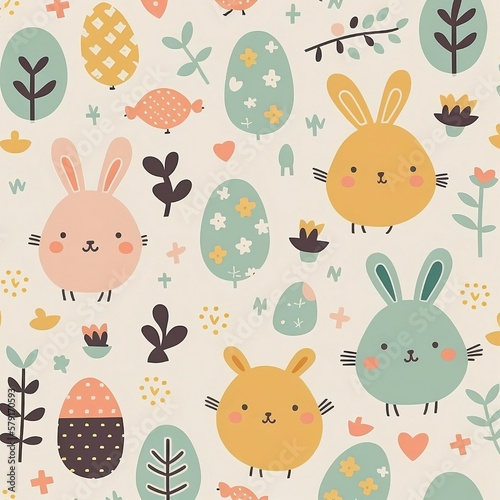 easter seamless pattern with rabbits