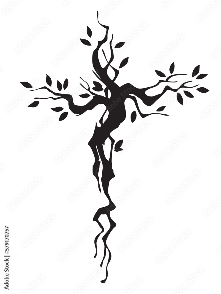 Cross as old tree, Christian symbol of faith, Silhouette Cross, Vector Cross for tattoo, Tree of life, Vector Files, Religious ClipArt Cross as old tree, Christian symbol of faith, Silhouette Cross, Vector Cross for tattoo, Tree of life, Vector Files, Religious ClipArt