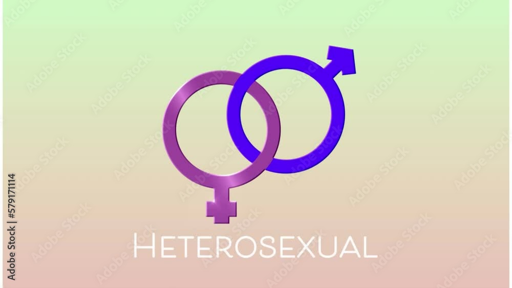 Animation of moving blue and pink heterosexual symbol and text on beige background Animation of moving blue and pink heterosexual symbol and text on beige background