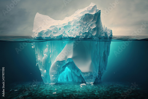 Beautiful iceberg in the sea. AI generated image.