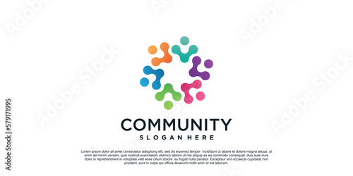 Community logo design with unique concept Premium Vector