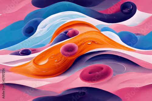 Abstract illustration of a colored floating liquid patterrn, seamless background, wallpaper, generative ai photo