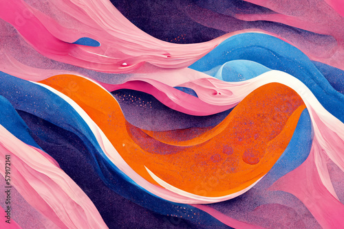 Abstract illustration of a colored floating liquid patterrn, seamless background, wallpaper, generative ai