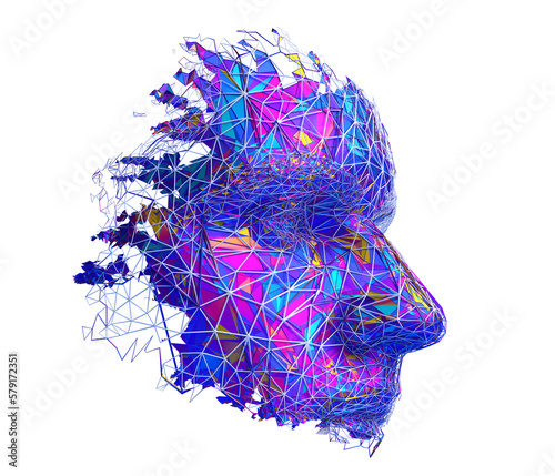 Fotografía Abstract colorful face, 3d render
