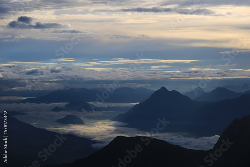 Morning fog over Lucerne  Switzerland.