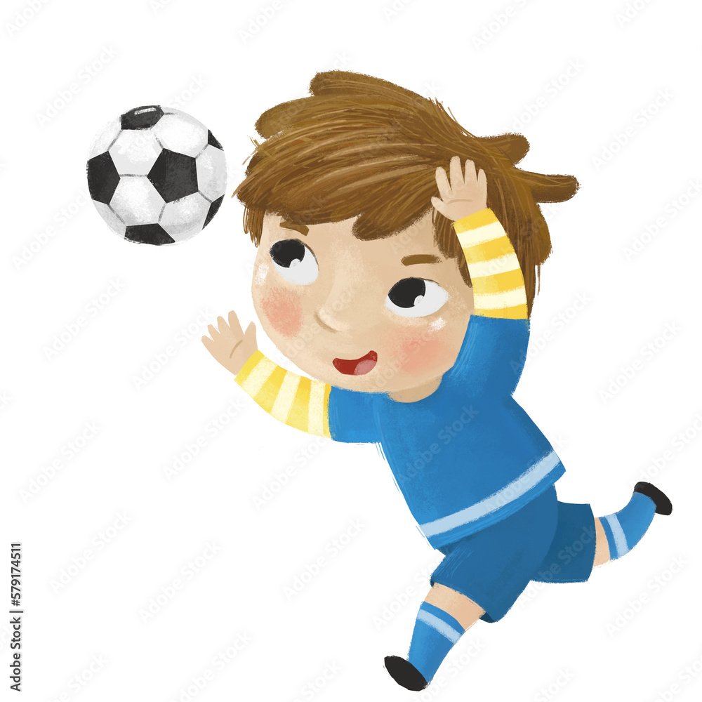 cartoon scene with kid playing running sport ball soccer football - illustration for children cartoon scene with kid playing running sport ball soccer football - illustration for children