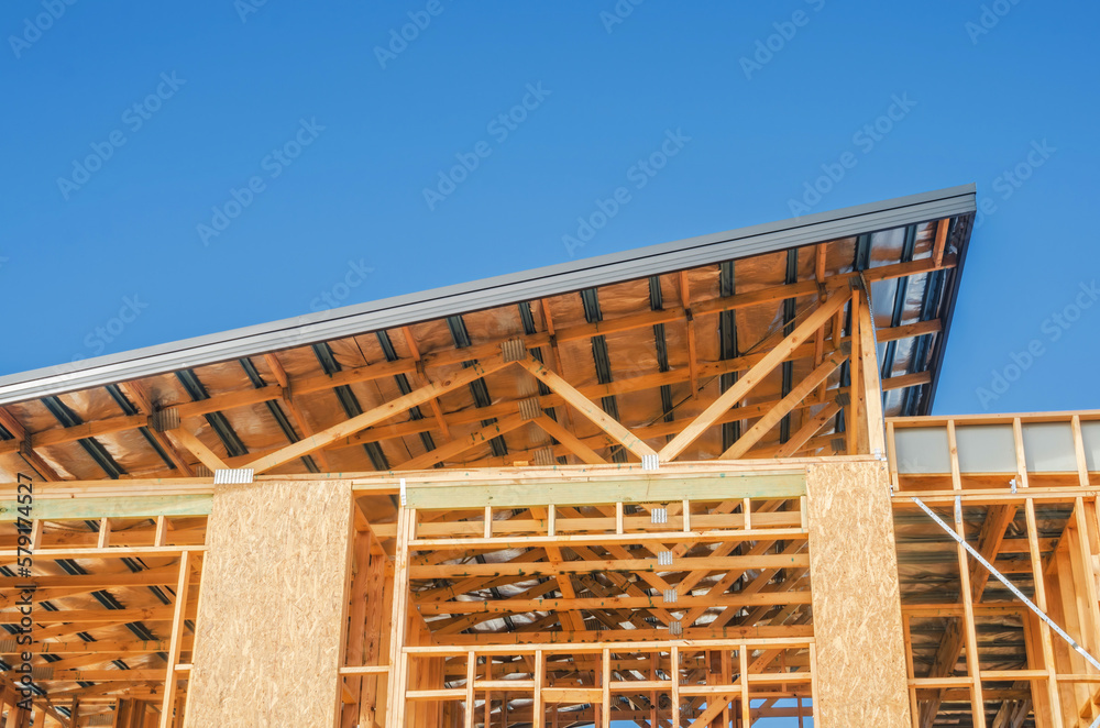 Roof and wall of a partially built house Roof and wall of a partially built house