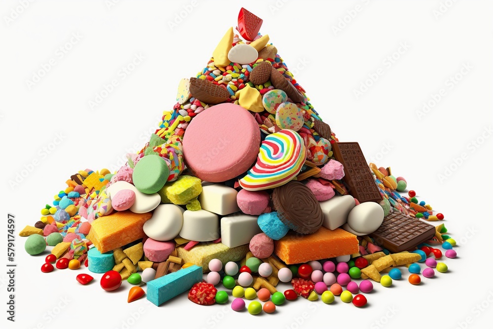 illustration, many sweets and confectionery ,generative ai