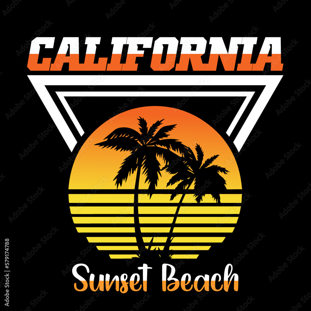 Vintage california Summer Surfing Vector illustration t-shirt design Graphic T-Shirt Design