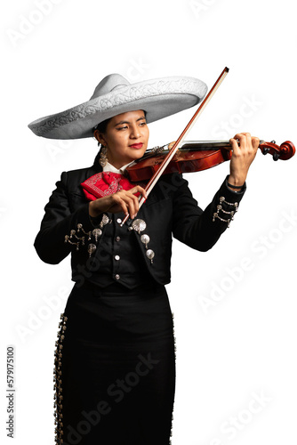 female mexican mariachi woman playing violin