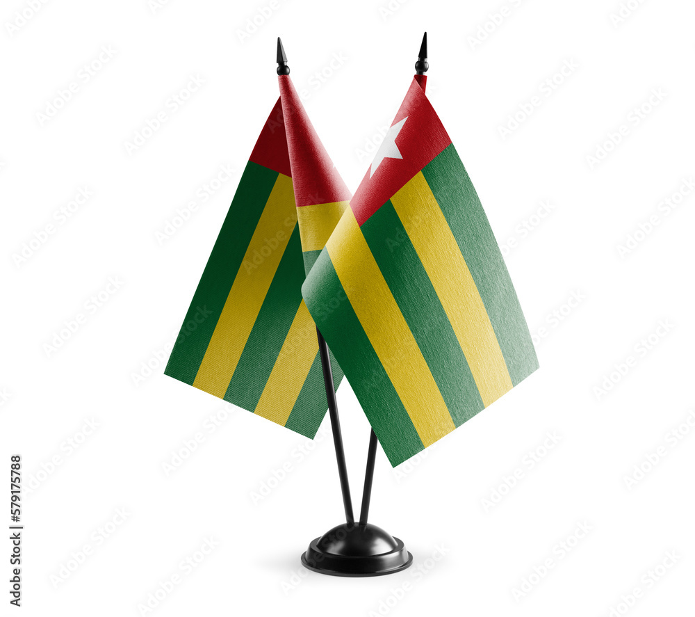Small national flags of the Togo on a white background